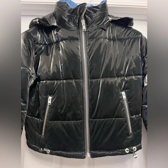 Blue Revival In The Mix Denim Black Puffer Jacket Size m - Picture 3 of 8